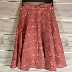 Modcloth Pink Multi Color Polka Dot A-line Circle Midi Skirt